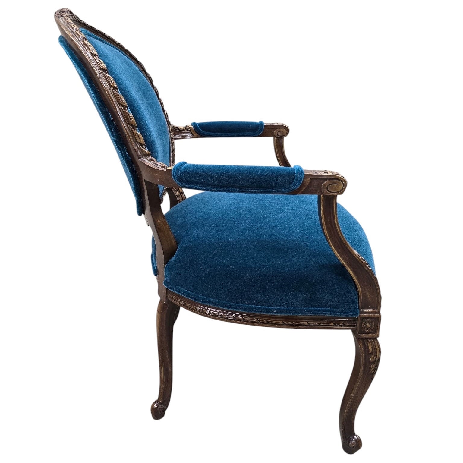 Antique French Louis XV and Louis XVI Style Armchairs Newly Upholstered – Set of 2