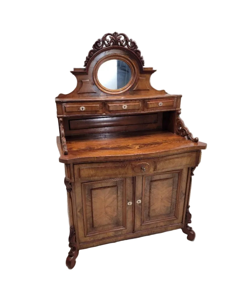 Antique English Victorian Chiffonier Cabinet with Mirror