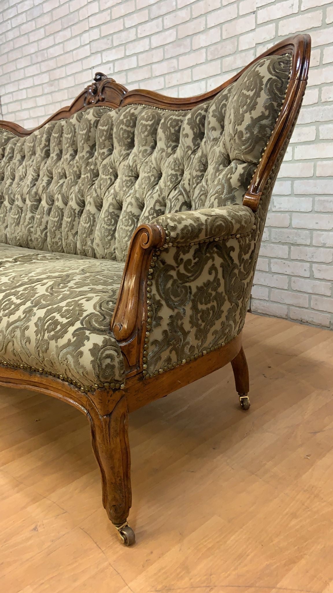Antique Victorian Style Carved Ornate Sofa for Upholstery