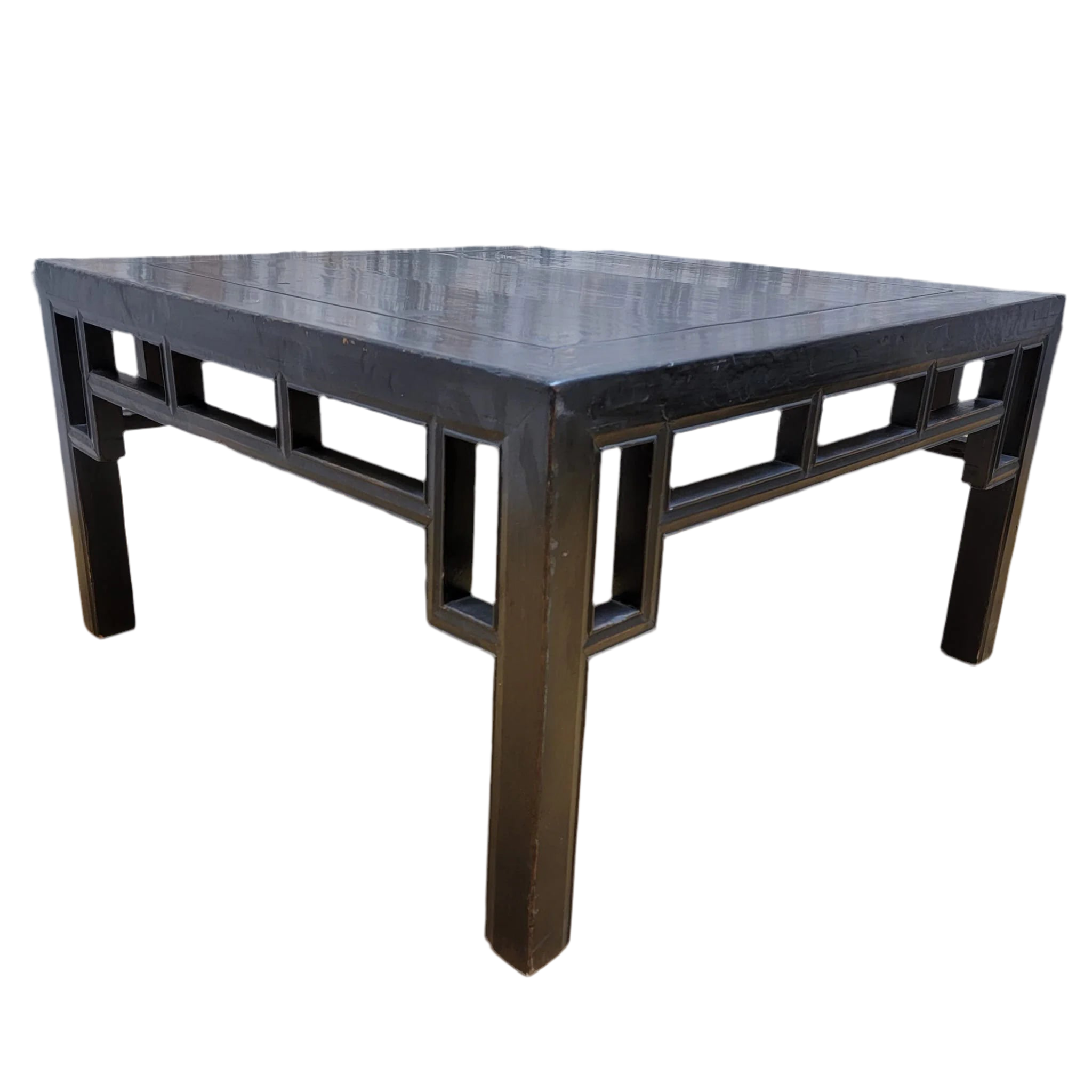 Vintage Shanxi Province Elm Coffee Table with Carved Apron