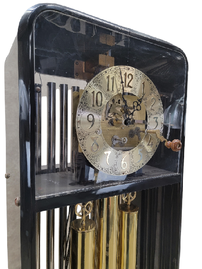 Vintage Modern German Hermle Black Forest Acrylic Cased 3 Chime Grandfather Clock