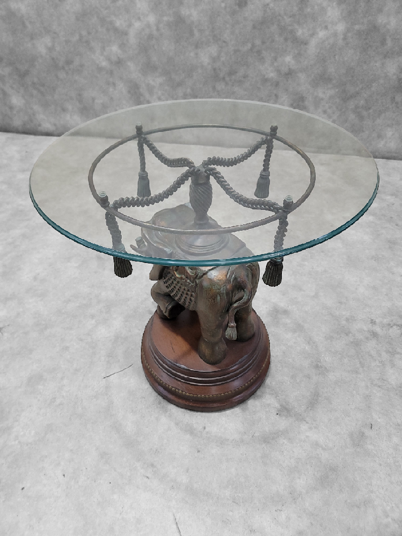 Vintage Erin Lane Bronze Elephant Pedestal Side Table