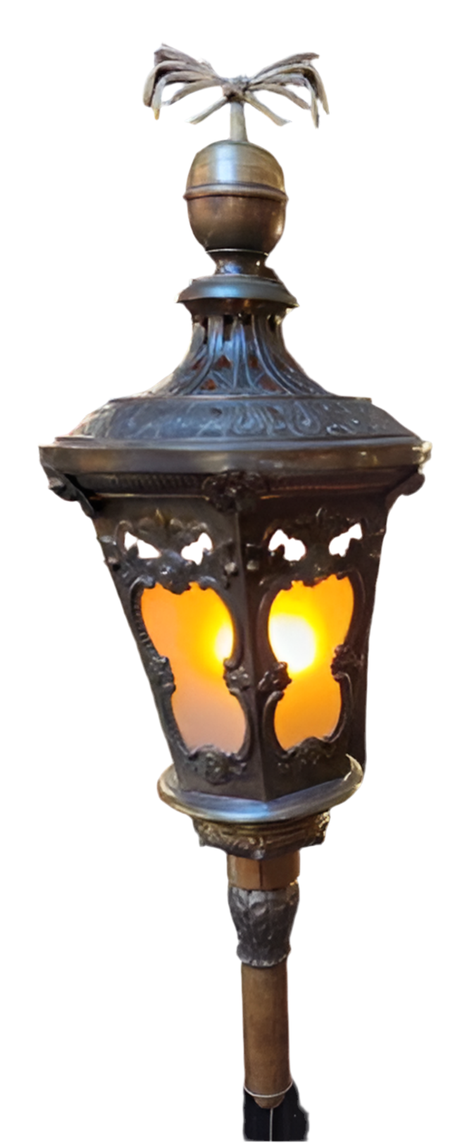 Antique Wall Mounted Hammered Brass Electrified Indoor/Outdoor Lantern