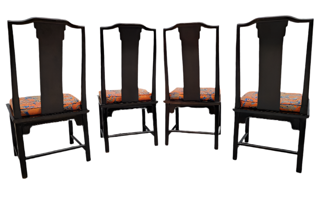 Hollywood Regency Chinoiserie Chin Hua Ebonized Dining Set by Century Furniture