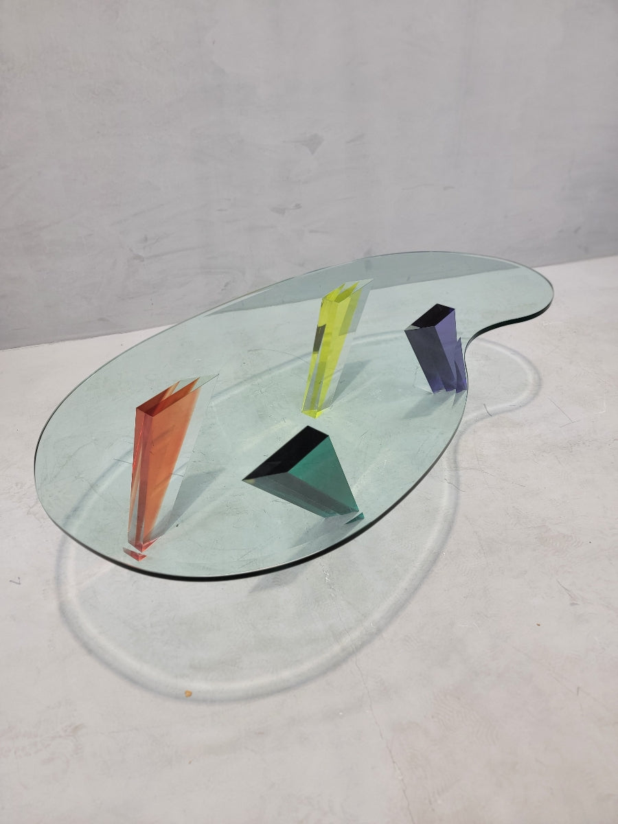 Vintage Postmodern Multi-Colored Lucite Glass Free-Form Coffee Table by Vasa Mihich