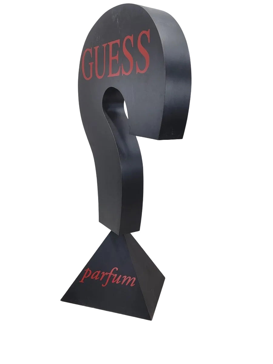 Guess Sign Image Vintage 7.5 Foot Black Wood Guess Cultural Advertising Sign – Vintage ...