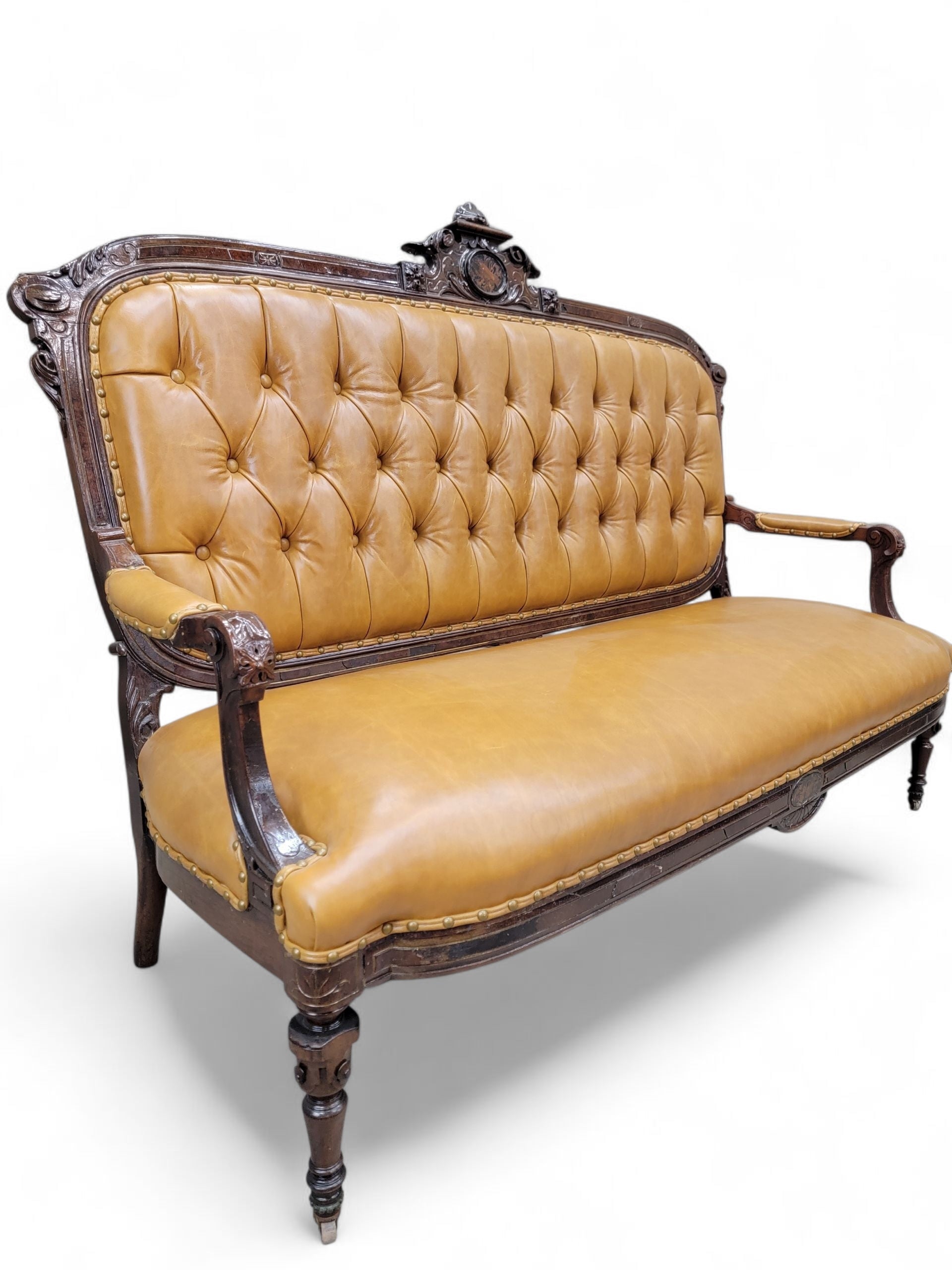 Antique French Regency Style Rosewood Parlor Set Newly Reupholstered - 4