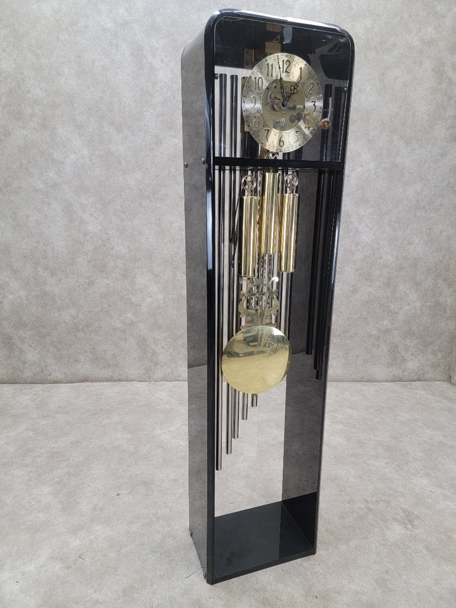 Vintage Modern German Hermle Black Forest Acrylic Cased 3 Chime Grandfather Clock