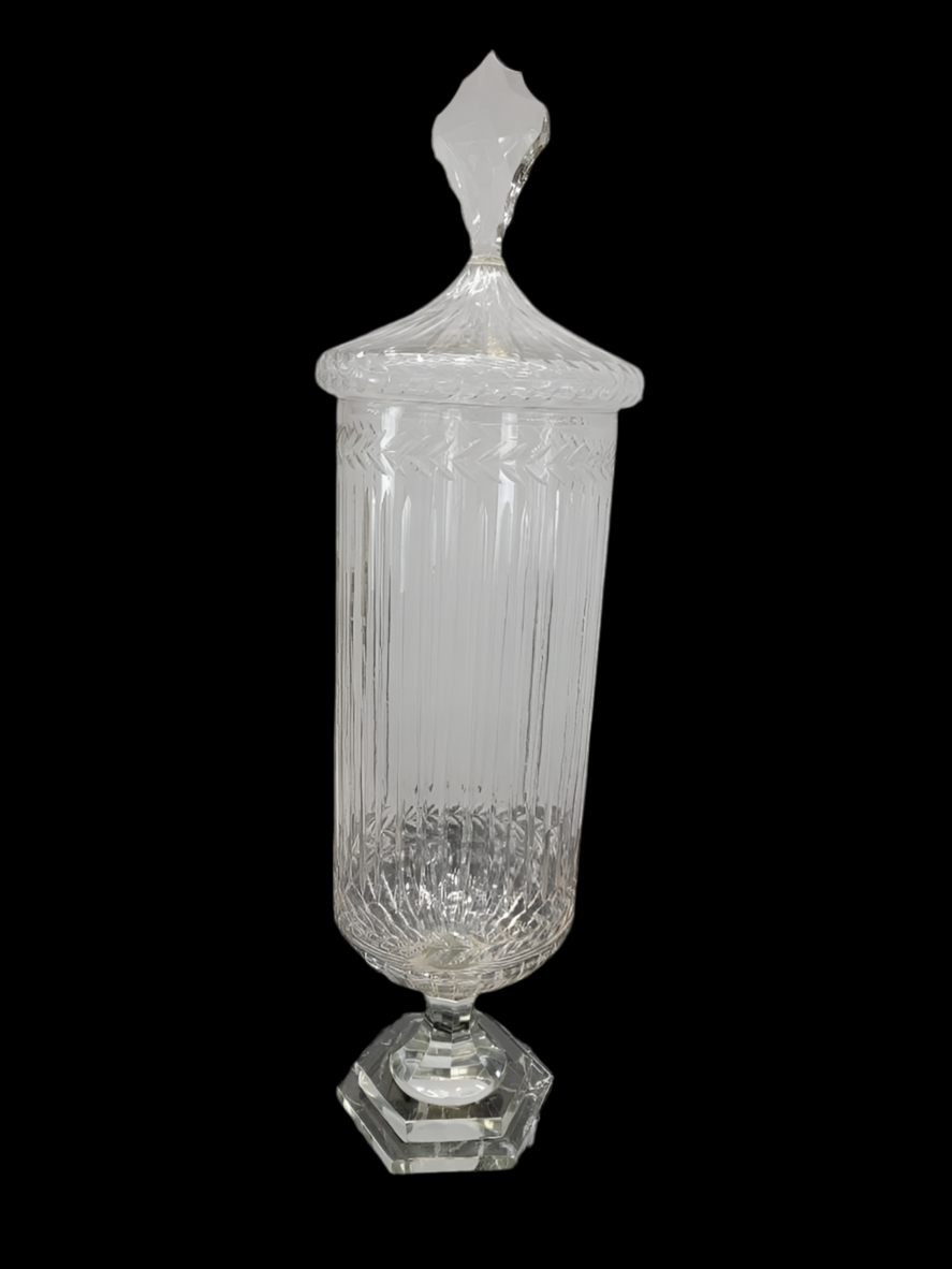 Antique Etched Glass Bonbonniere - Set of 3