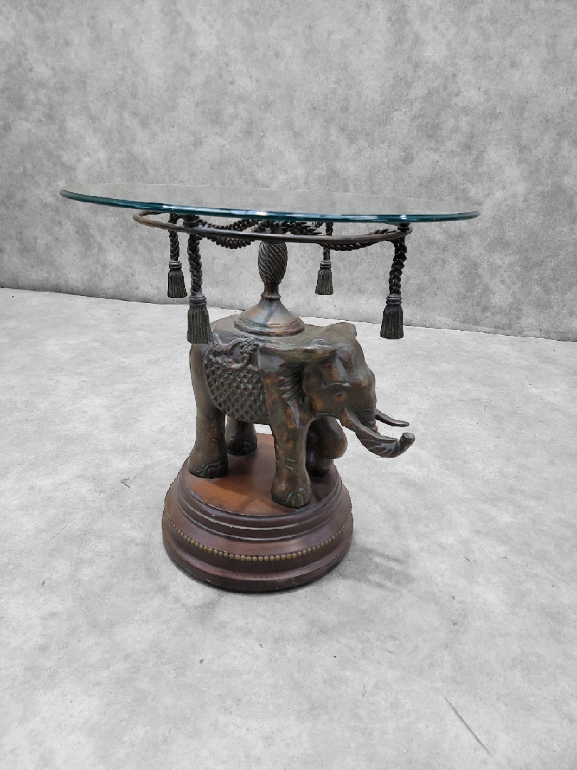 Vintage Erin Lane Bronze Elephant Pedestal Side Table