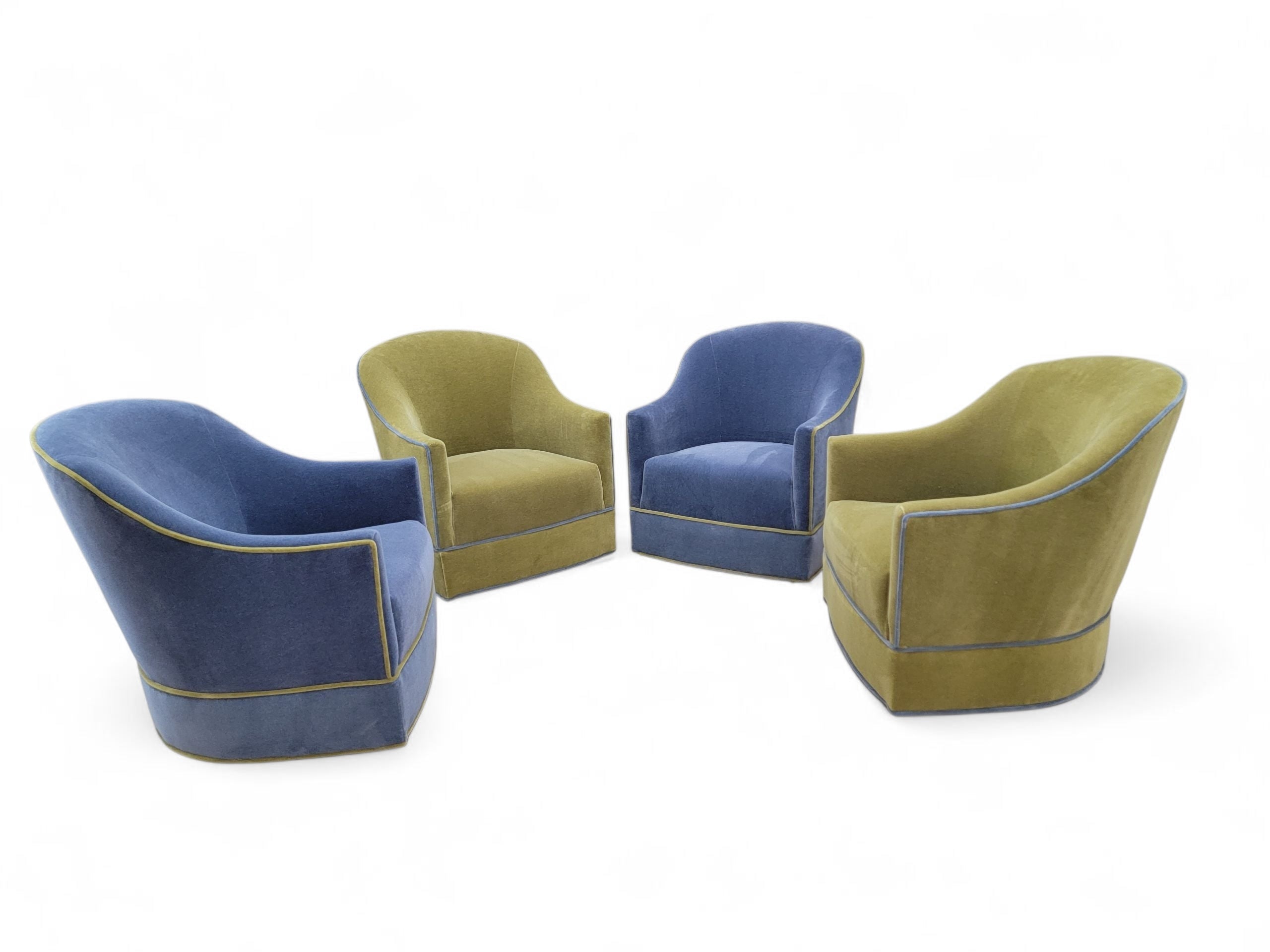 Mid Century Modern Harvey Probber Style Barrel Back Swivel Club Chairs Newly Reupholstered - Set of 4
