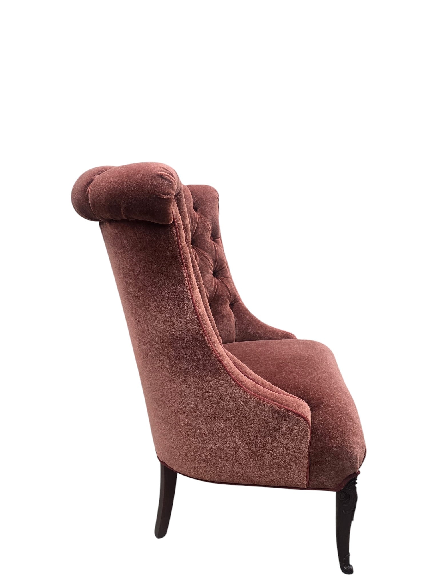 Vintage Queen Anne Style Tufted Wingback Chairs Newly Reupholstered - Pair