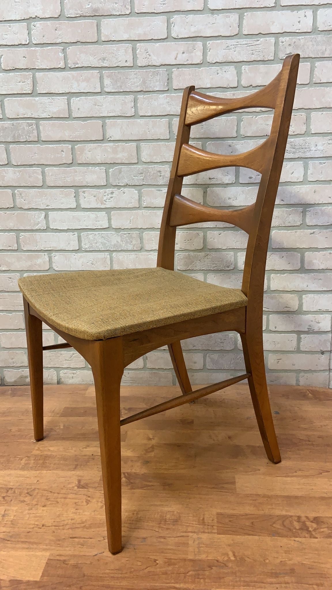 Mid Century Modern Lane Rhythm Walnut Ladder Back Side Chairs - Set of 4
