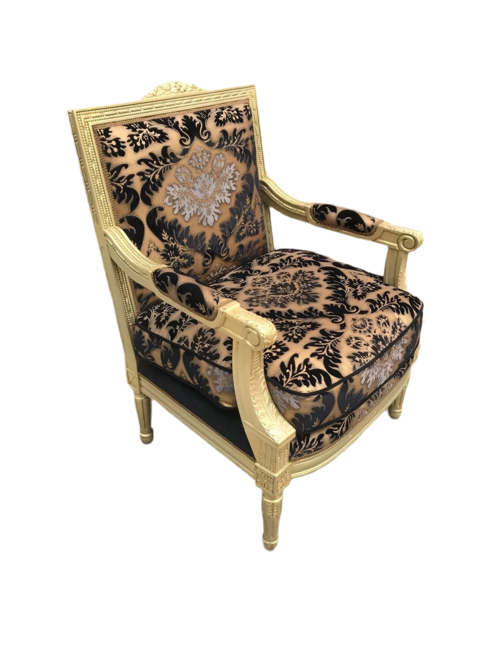 Antique Victorian Carved Gold Frame Chairs Newly Upholstered - Pair