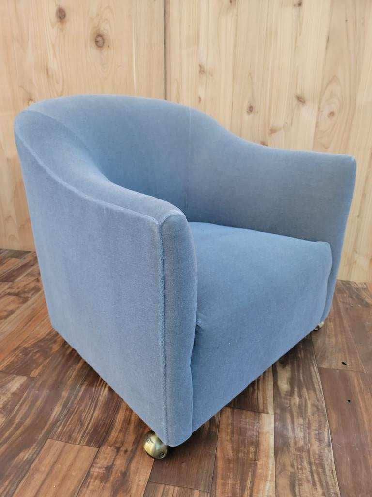 Mid Century Modern Barrel Back Club Chairs by Kroehler Newly Upholstered  - Pair