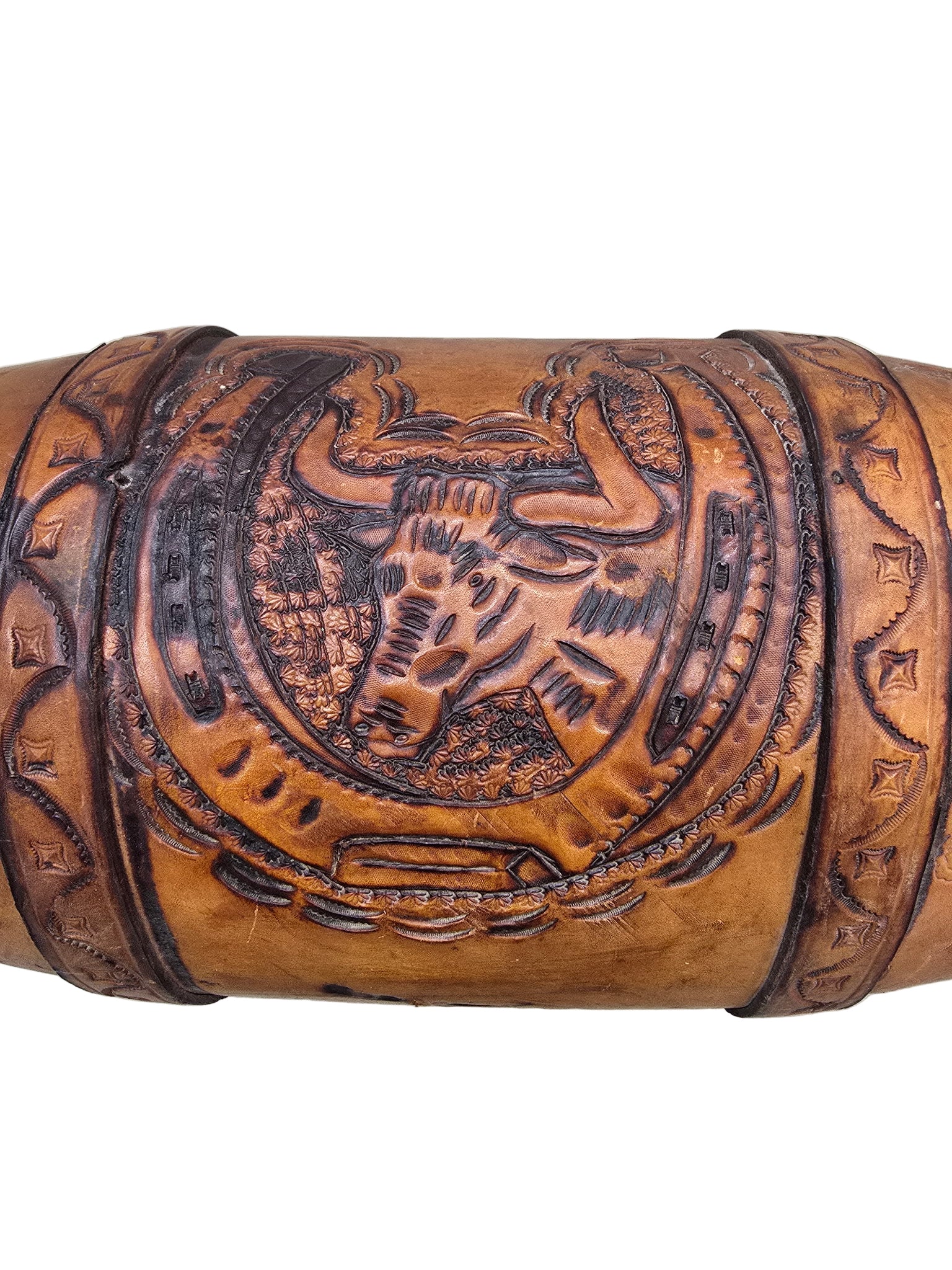 Antique Western Style Mounted Bull Horns on Wooden Base – Early 1900s Frontier Decor