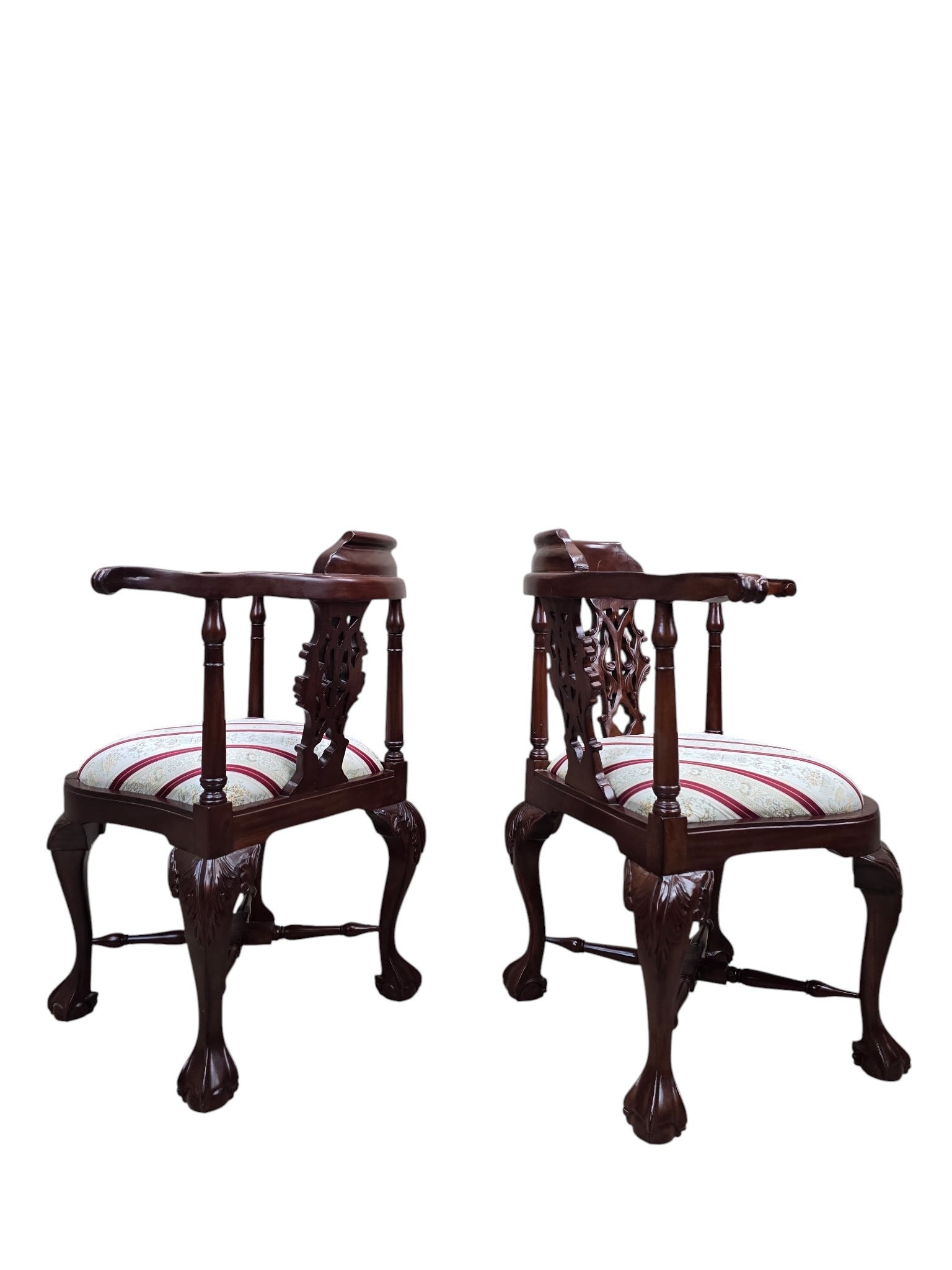 NEW - Antique English Carved Corner Chair - Pair