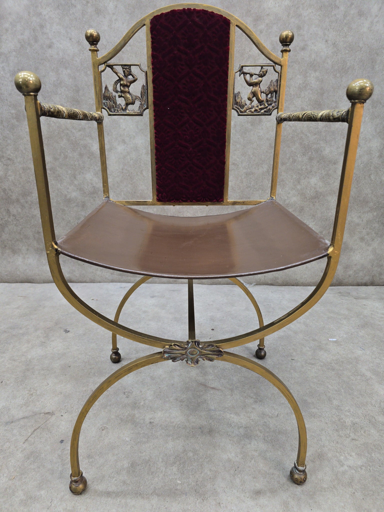 Antique Art Deco Oscar Bruno Bach Finely Detailed Bronze Savonarola Chair