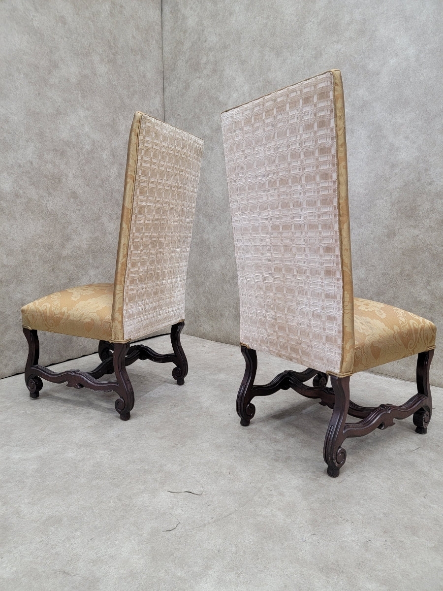 New - Vintage Italian Regency Style High Back Walnut Legs Dinning Chairs - Set of 8