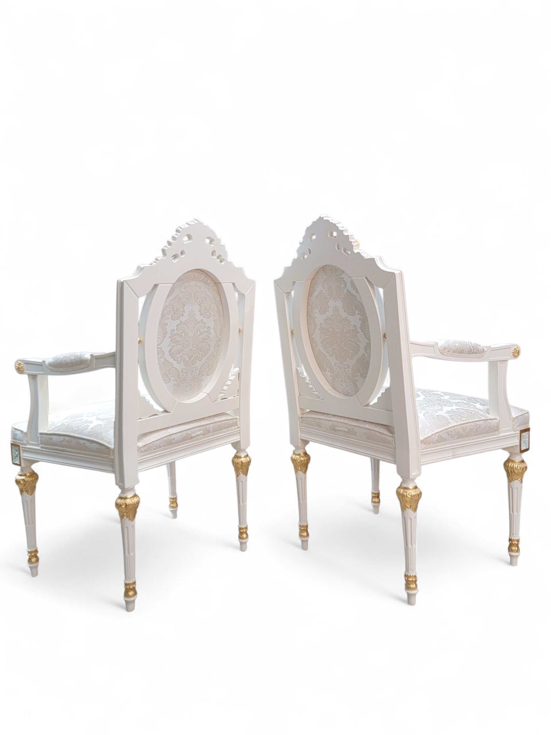 Vintage Monumental 20 Seat Venetian Rococo Gilded Hand Painted Capodimonte Style Dining Set