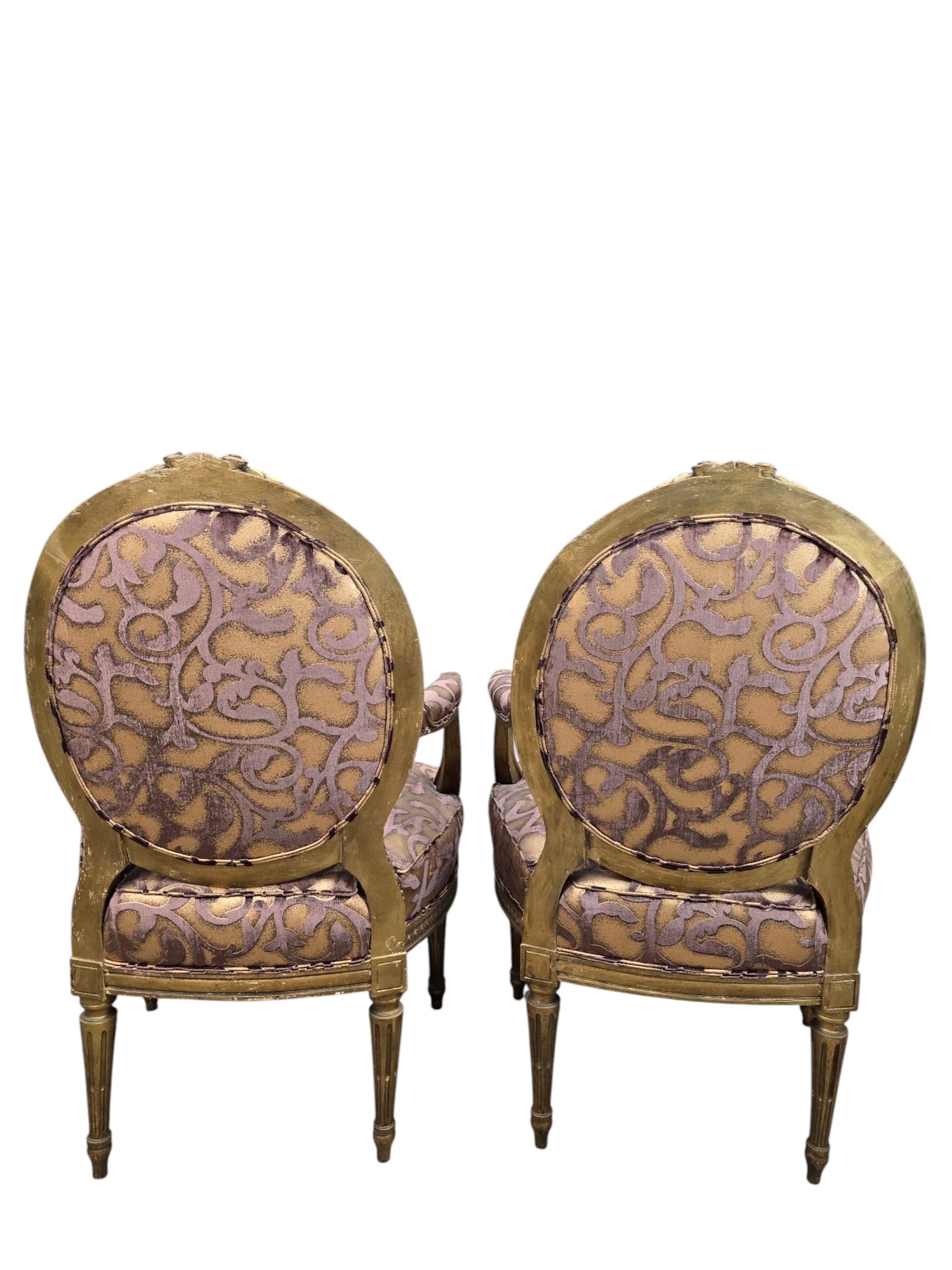 Antique French Louis XV Style Fauteuil Chairs Newly Reupholstered - Pair