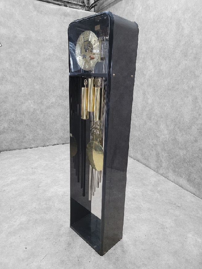 Vintage Modern German Hermle Black Forest Acrylic Cased 3 Chime Grandfather Clock