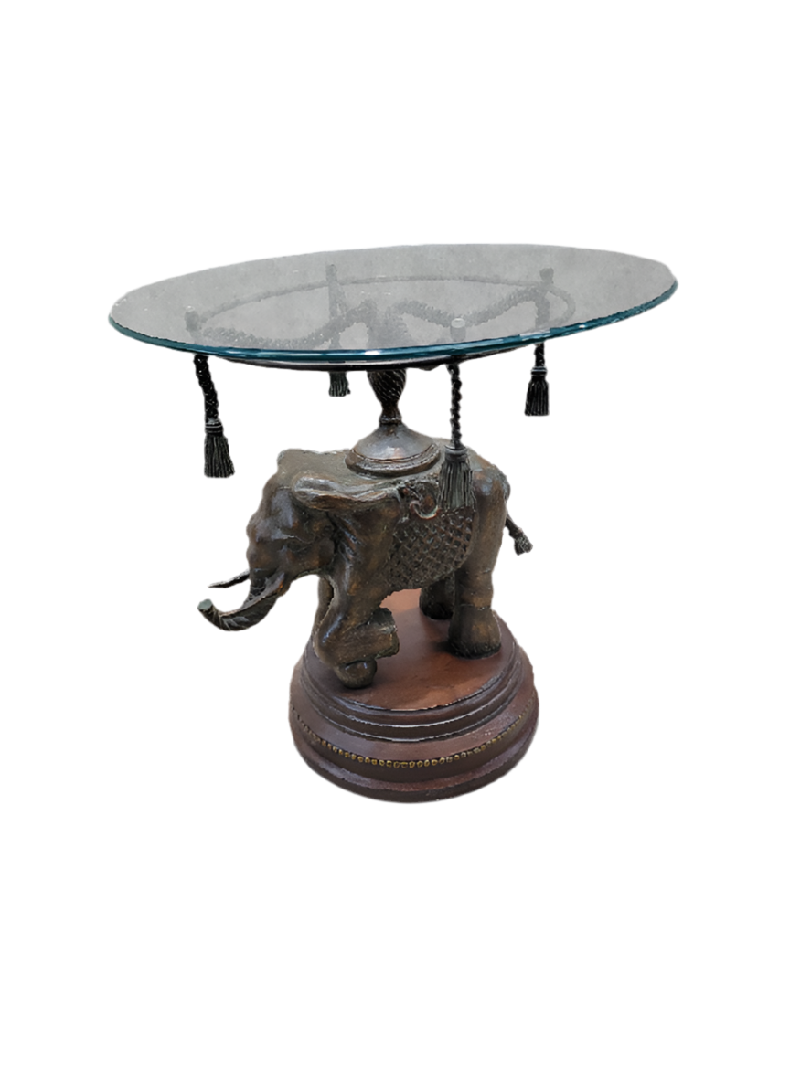 Vintage Erin Lane Bronze Elephant Pedestal Side Table