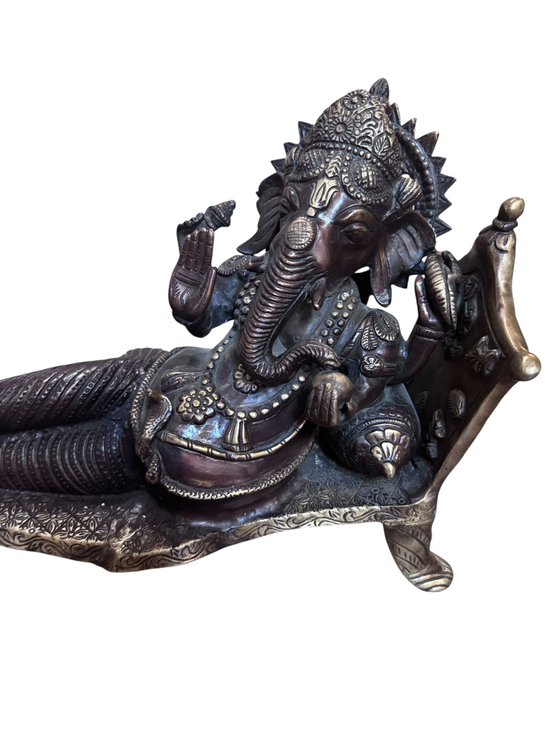 Vintage Hindu God Ganesha Statue Reclining