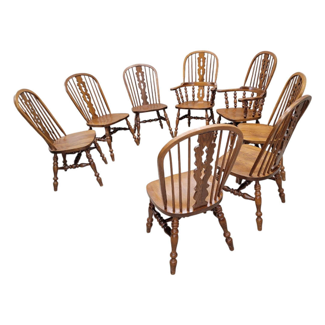 Vintage Victorian Style Windsor Dining Chairs by Nichols and Stone - Set of 8