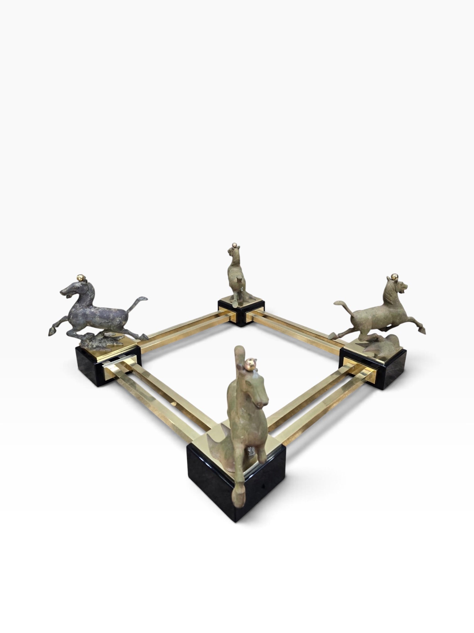 Maison Charles–Style Flying Horse of Gansu Glass-Top Cocktail Table