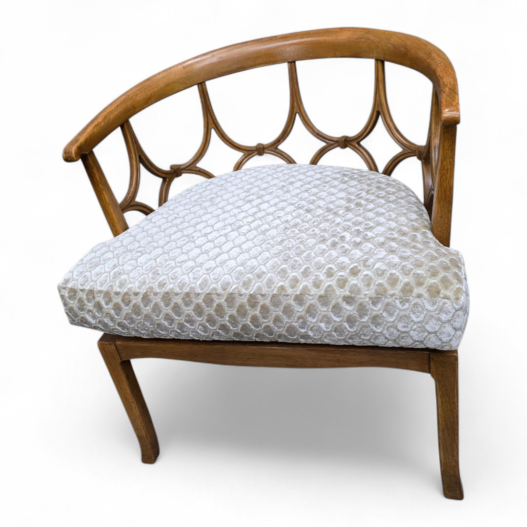 MCM William "Billy" Haines Fruitwood Spider/Barrel Back Lounge Newly Reupholstered