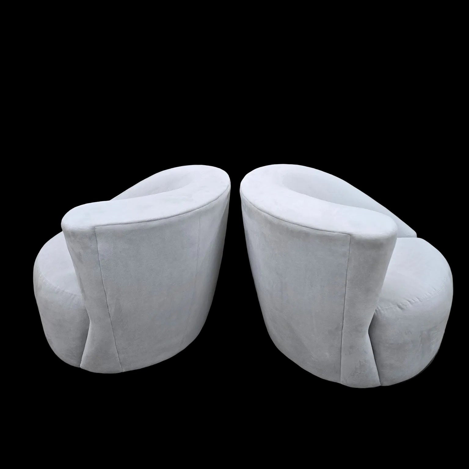 MCM Vladimir Kagan Nautilus Asymmetrical Swivel Lounge Chairs - Pair