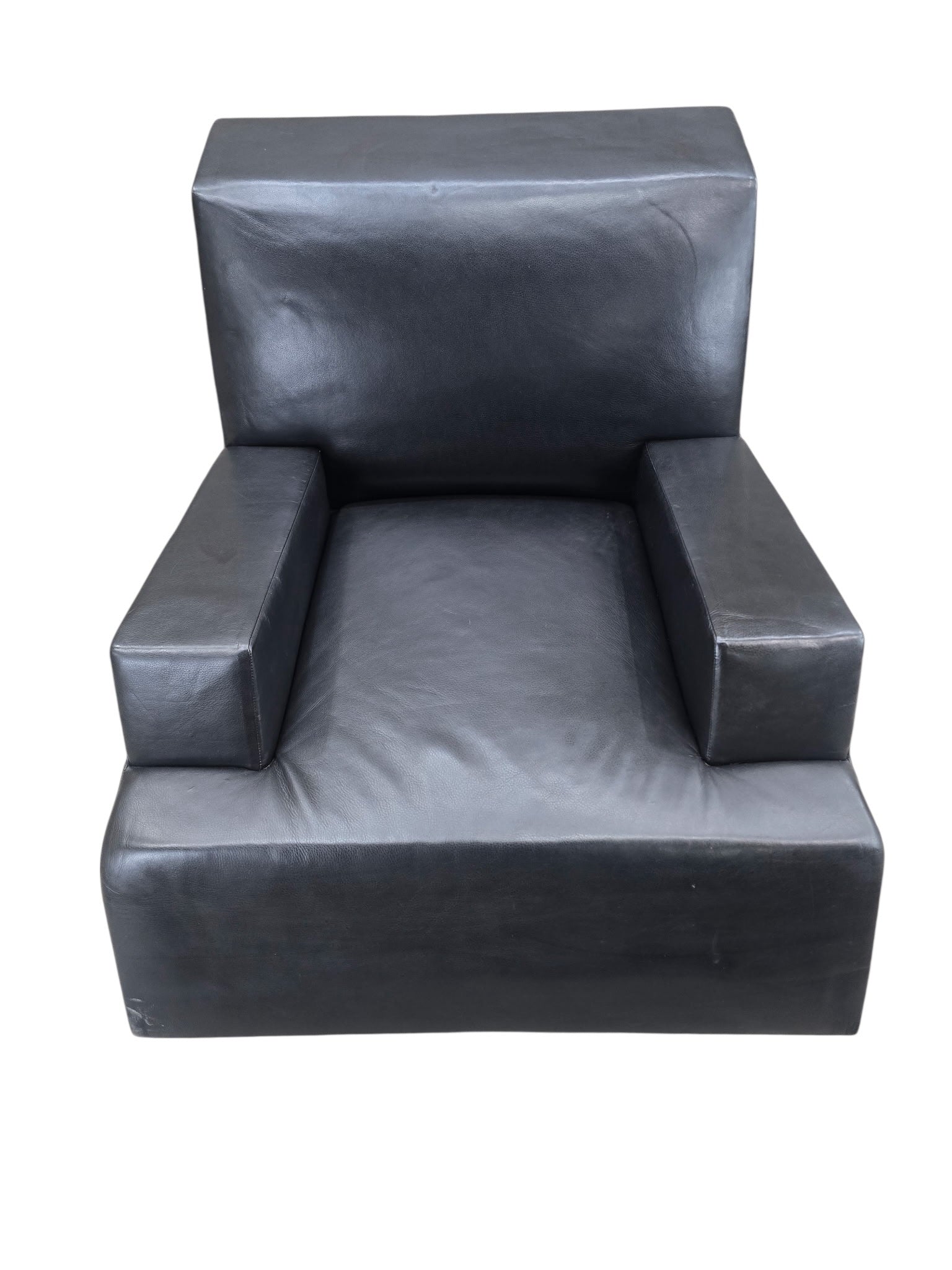 Vintage Modern Black Leather Lounge Chair and Chaise, 2-Piece Set by Catherine Chanicci