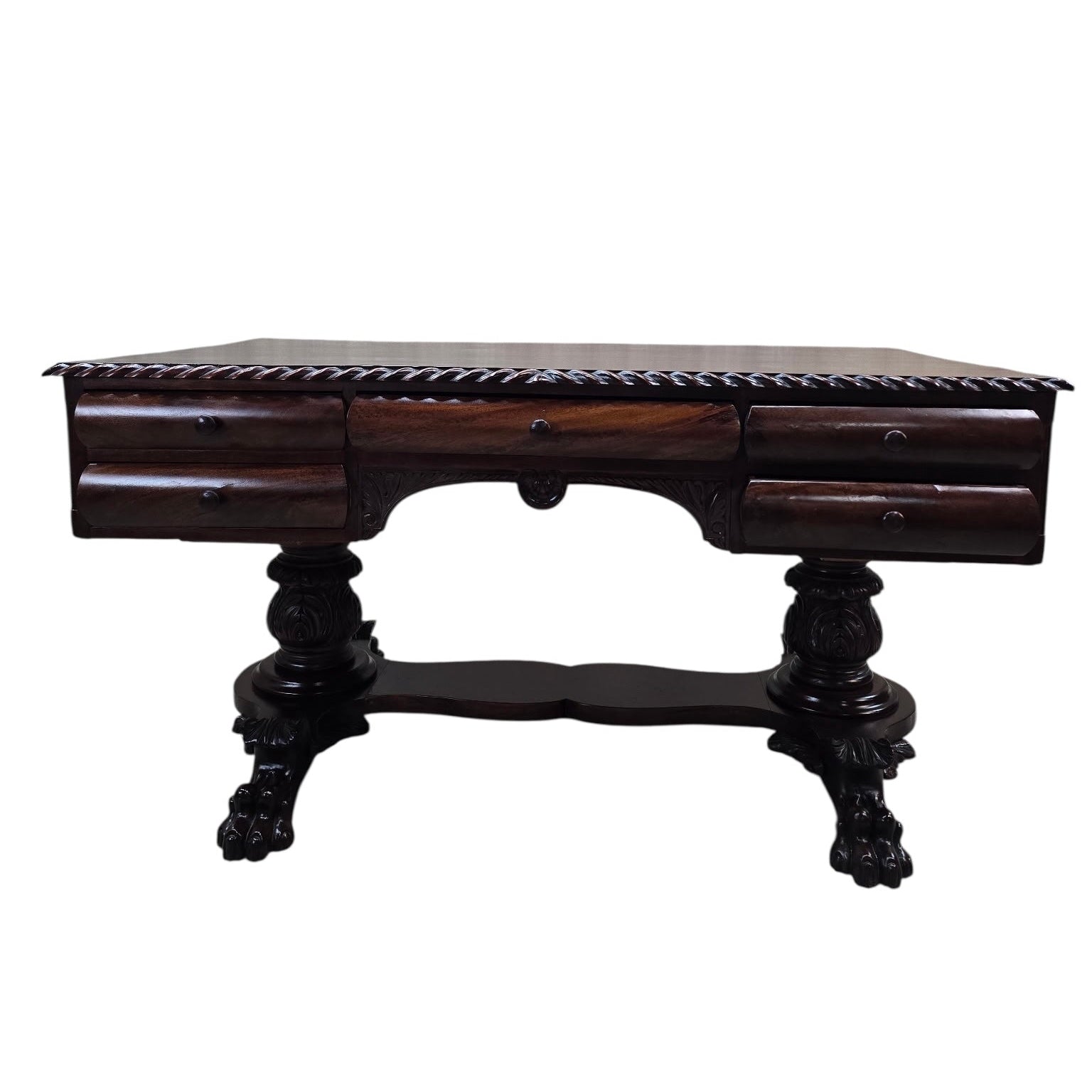 Antique Empire Carved Mahogany Partner’s Desk