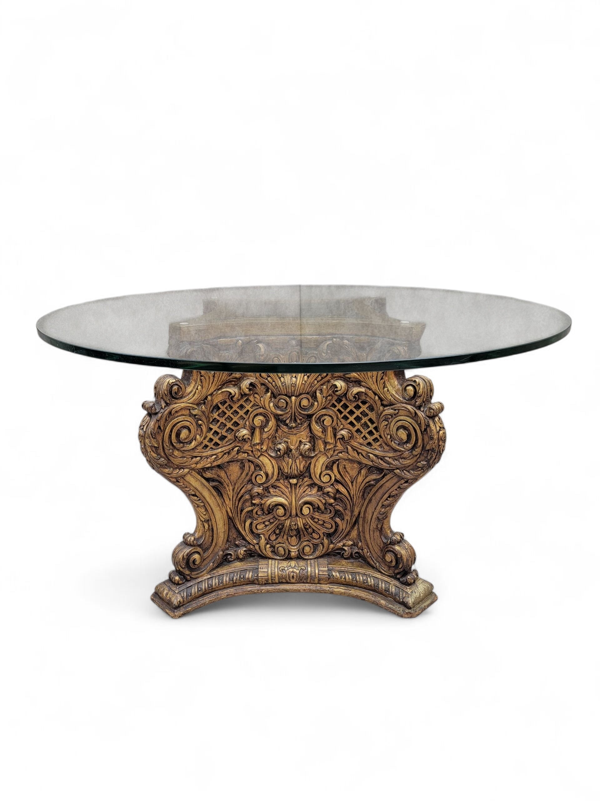 Antique Italian Architectural Carved Ornate Gilt Wood Base Dining/Center Table