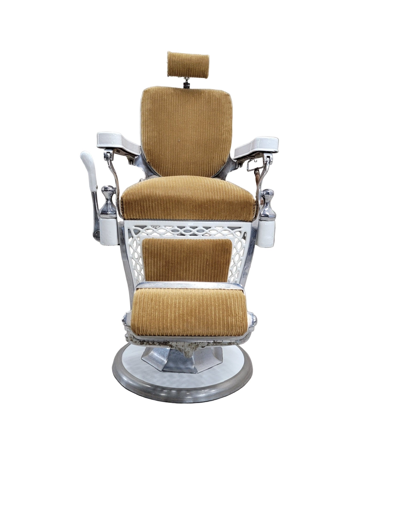 Antique Emil J. Paidar Adjustable Barber Chair with Spring Cushion Headrest