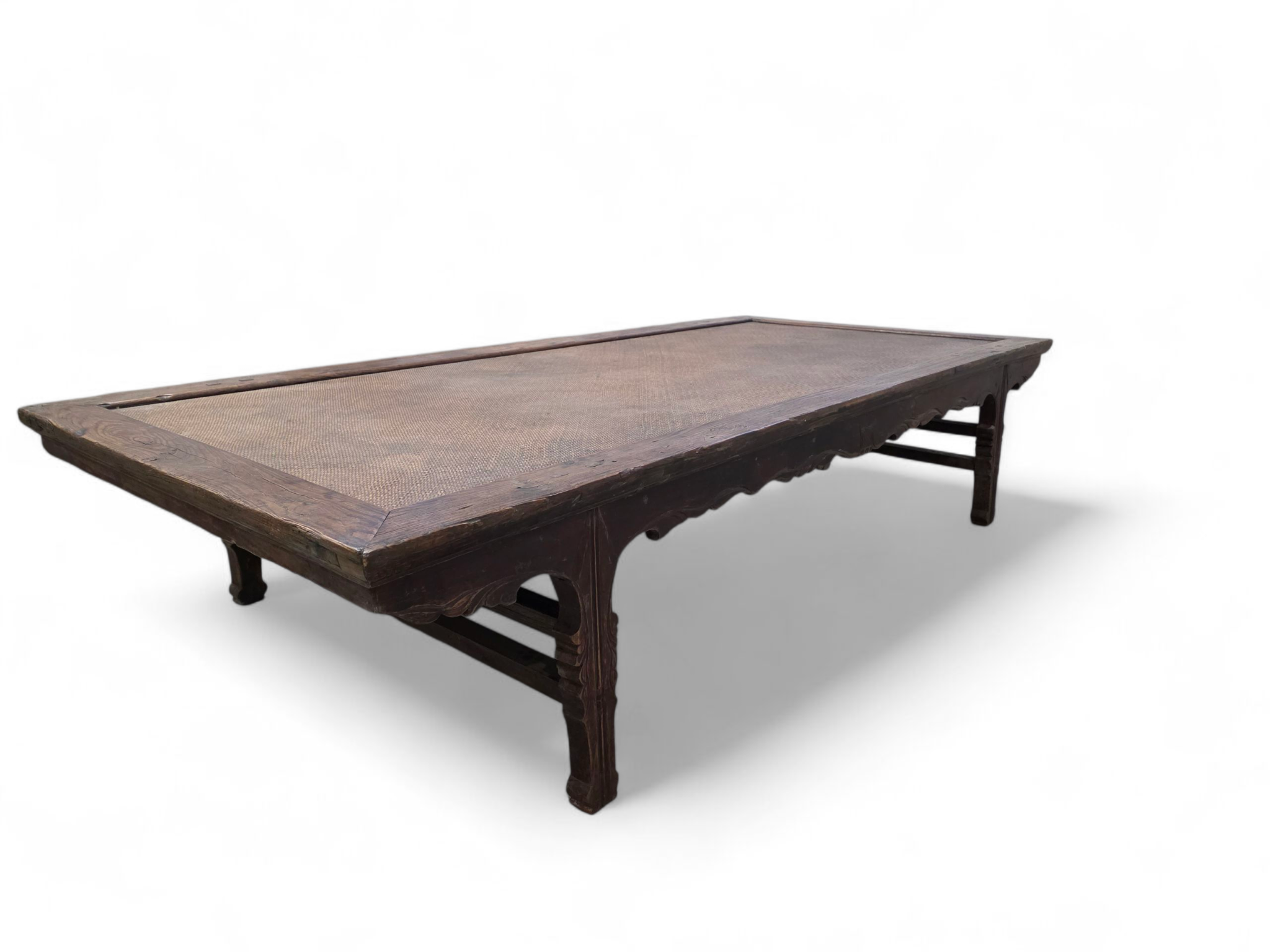 Antique Shanxi Province Ming Dynasty Elm and Rattan Coffee Table