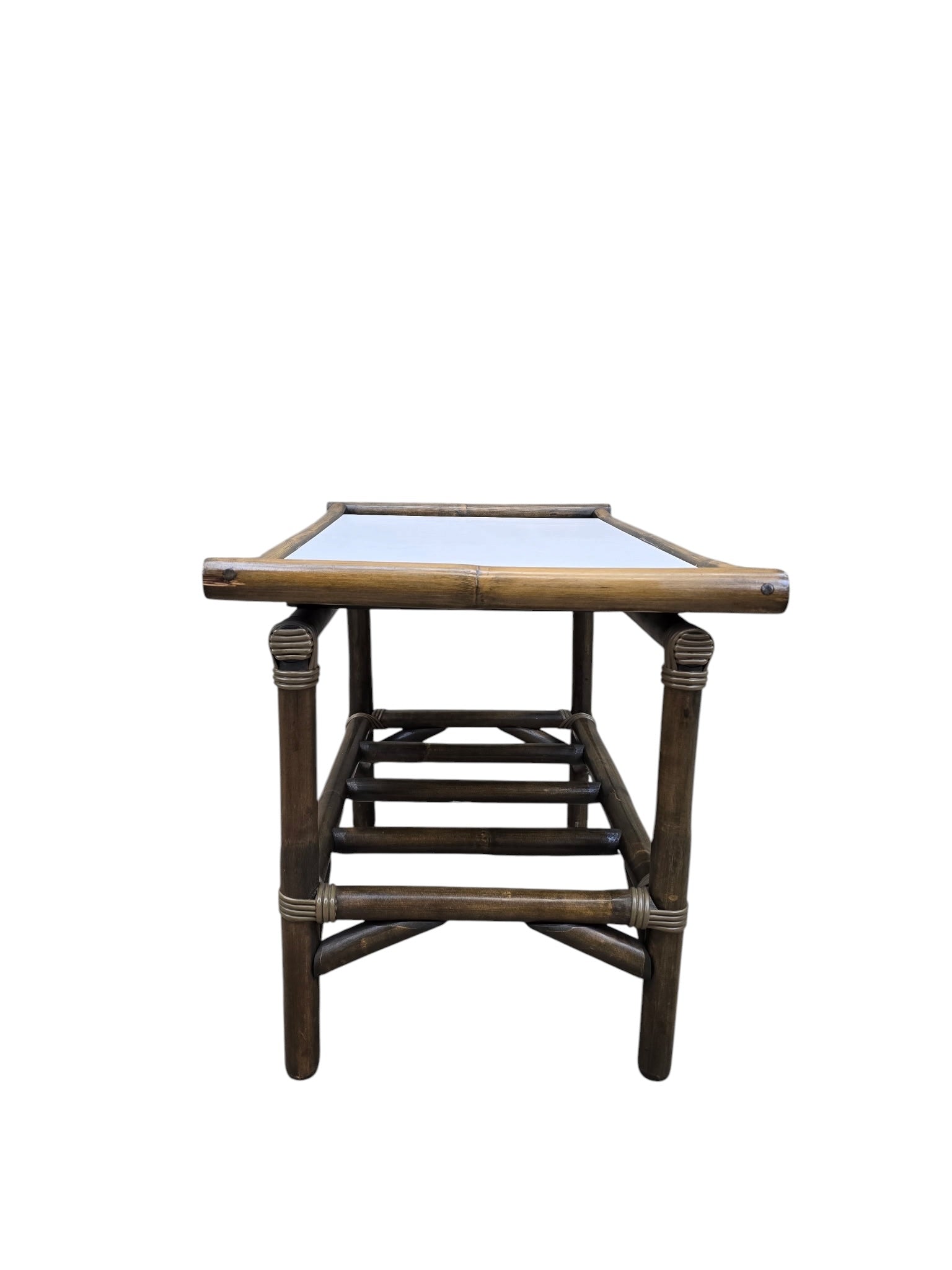 Vintage Modern Coastal Bamboo Side Table by Vogue Rattan