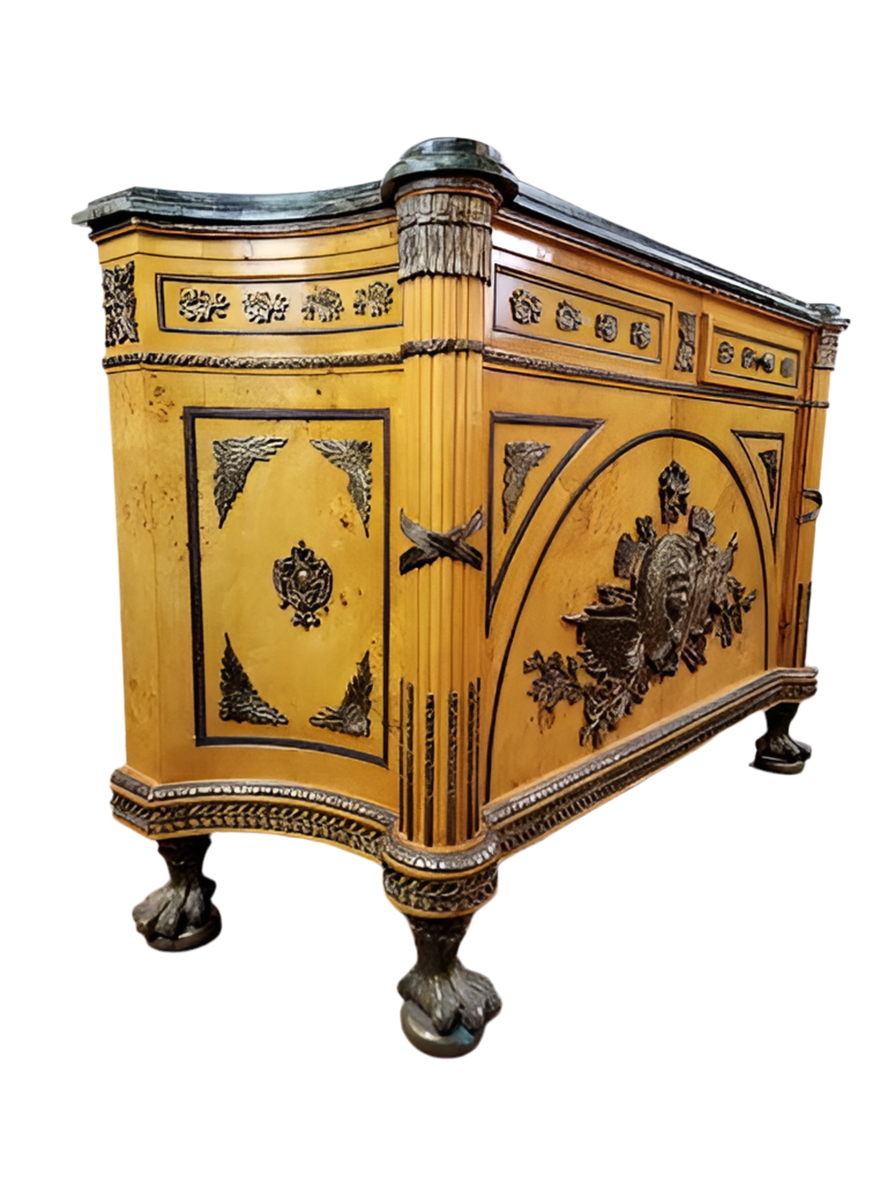 Vintage French Louis XVI Figural Bronze Ormolu Chest Commode Styles After Benneman