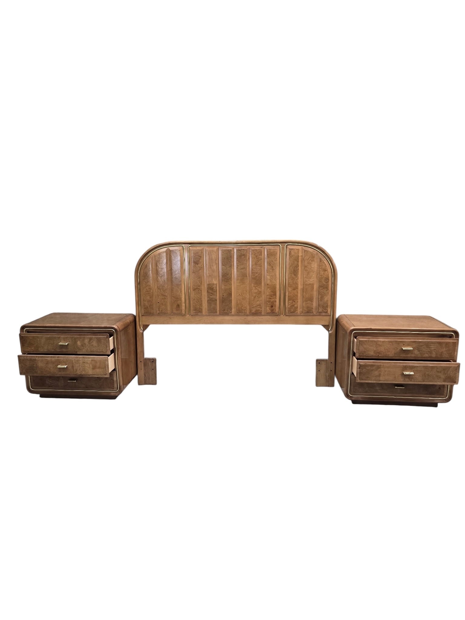 Mid Century Modern Headboard and Nightstands Set by American of Martinsville