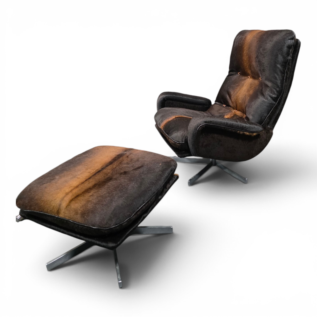 MCM De Sede Lounge Chair and Ottoman Newly Reupholstered