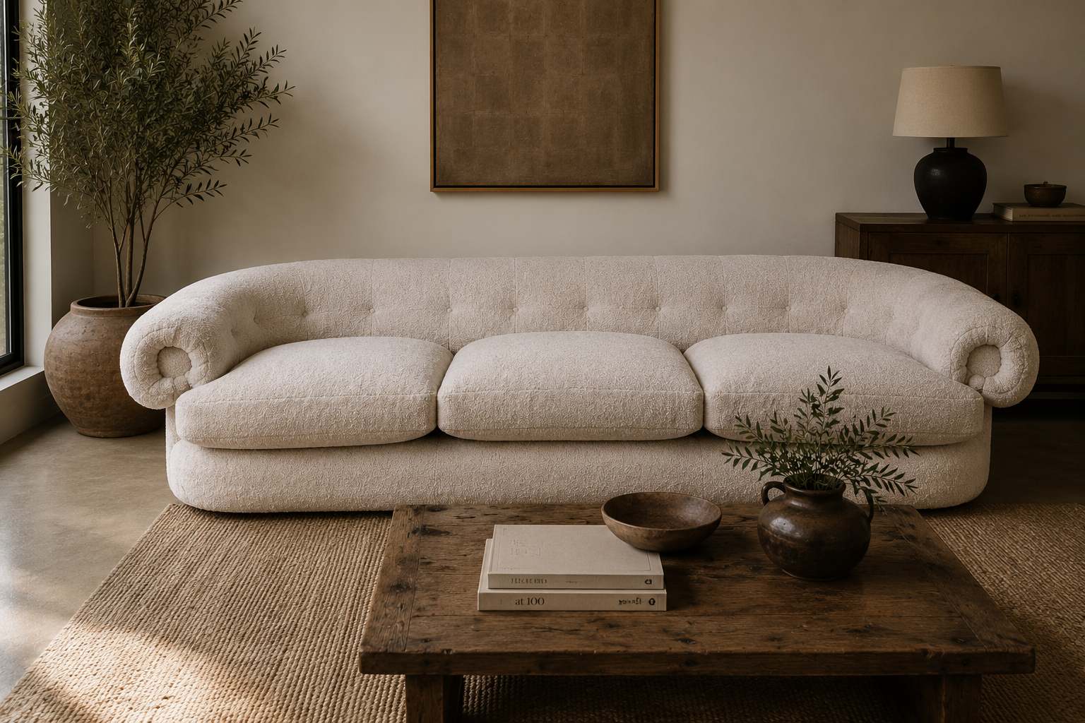 MCM Cream Teddy Bear Sofa by Schweiger Industries