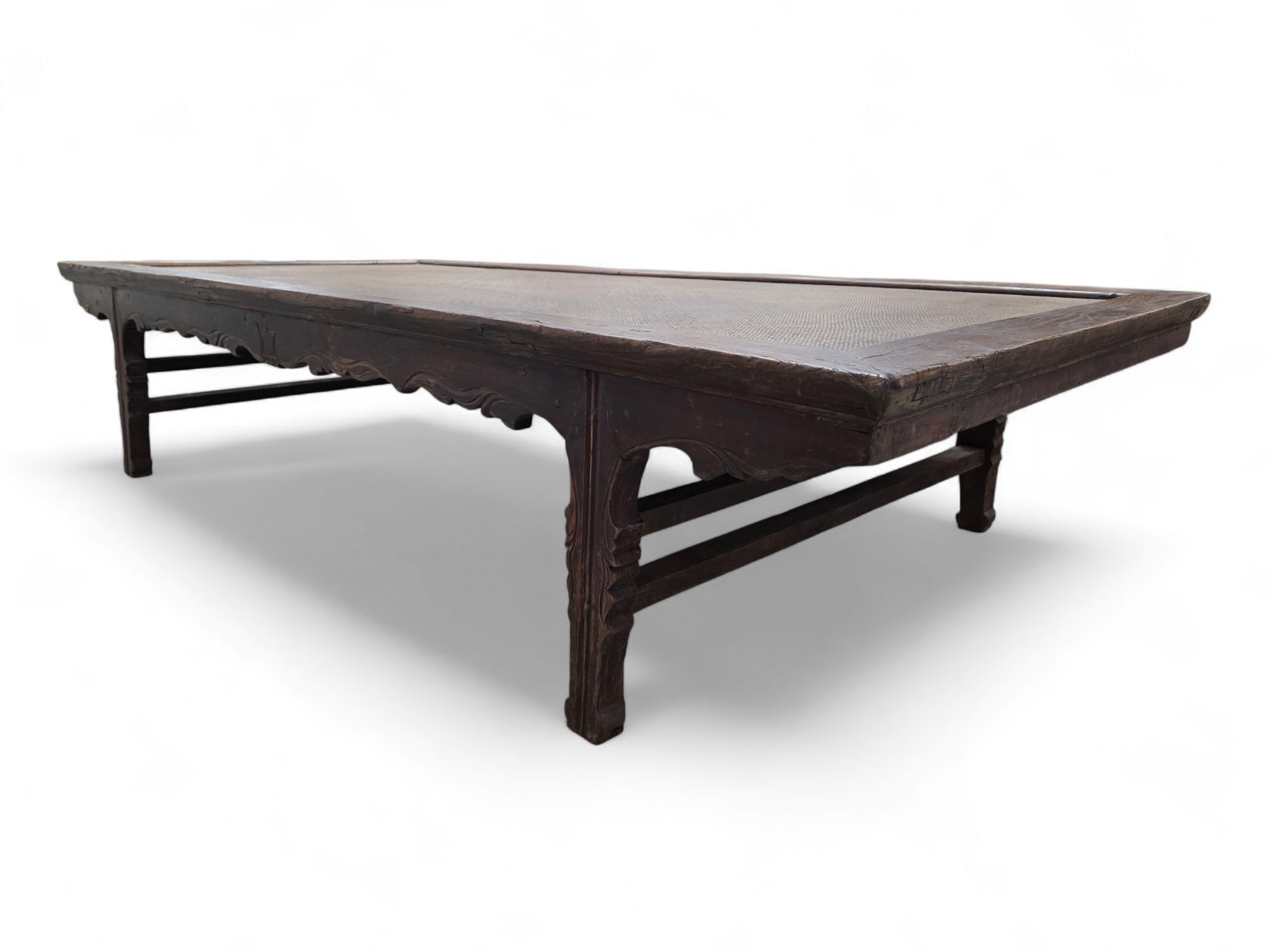 Antique Shanxi Province Ming Dynasty Elm and Rattan Coffee Table