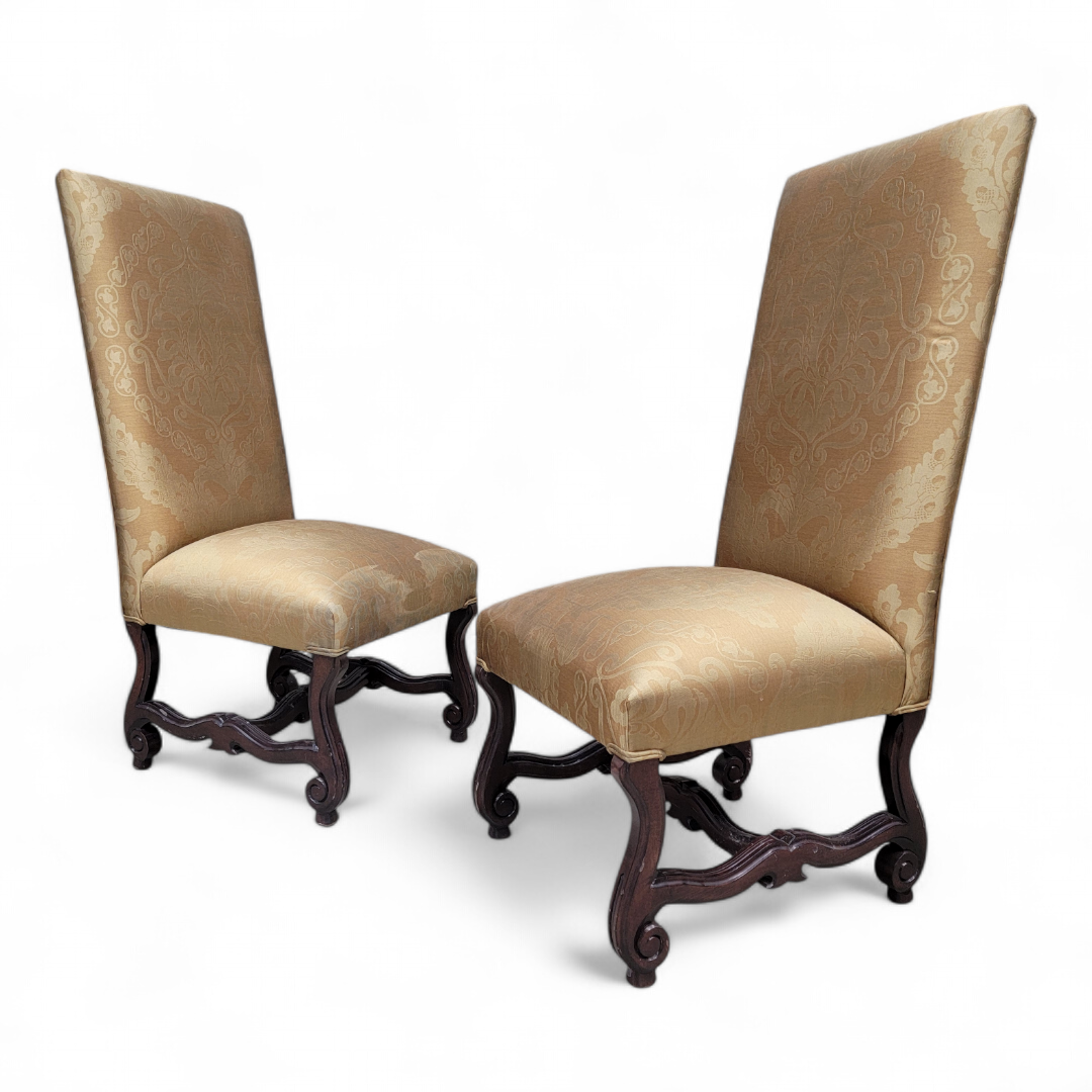 New - Vintage Italian Regency Style High Back Walnut Legs Dinning Chairs - Set of 8