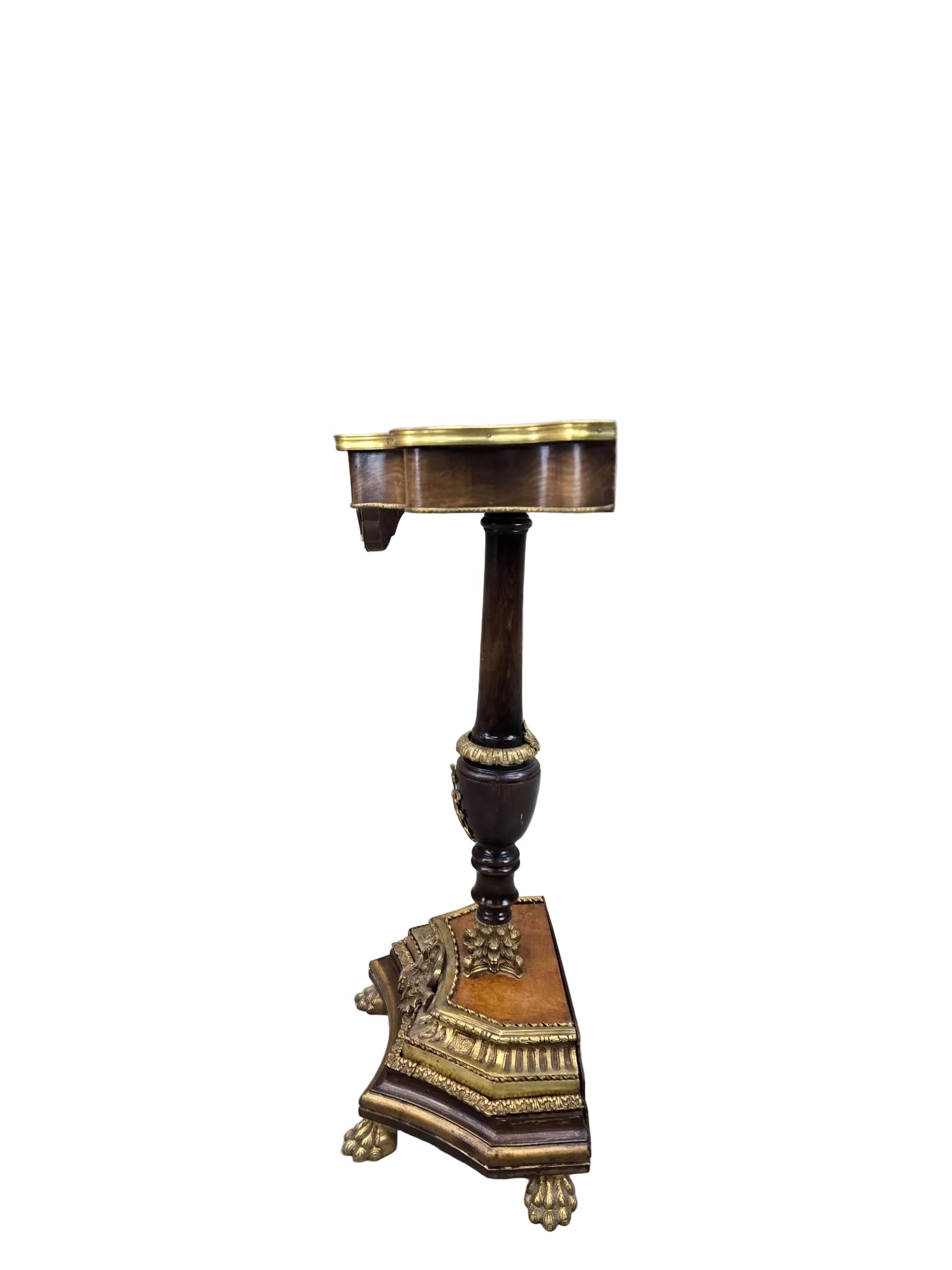 Vintage French Louis XV Style Walnut & Gilt Bronze Console Table