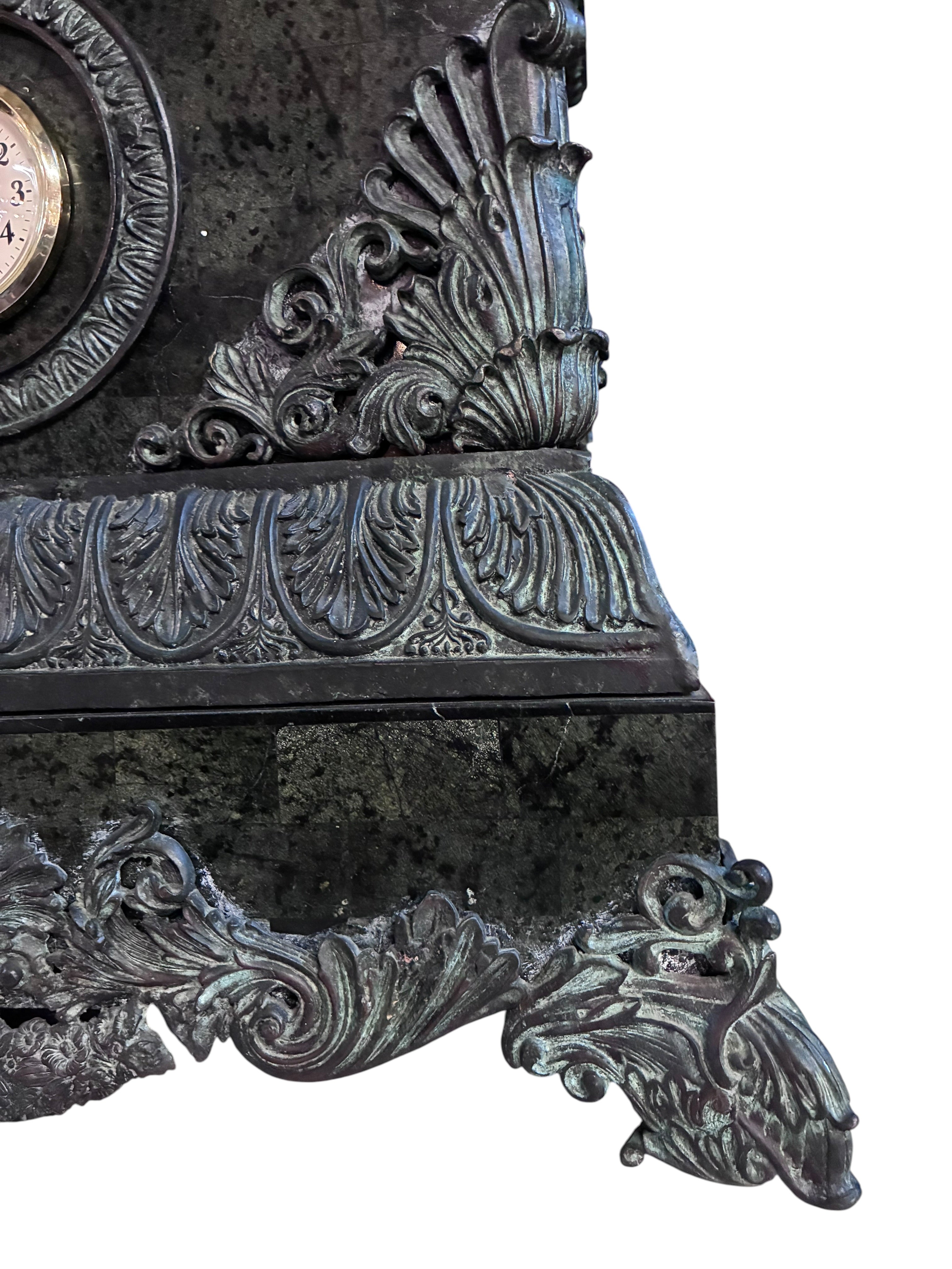HOLD - Antique French Marble Lion Mantel Clock