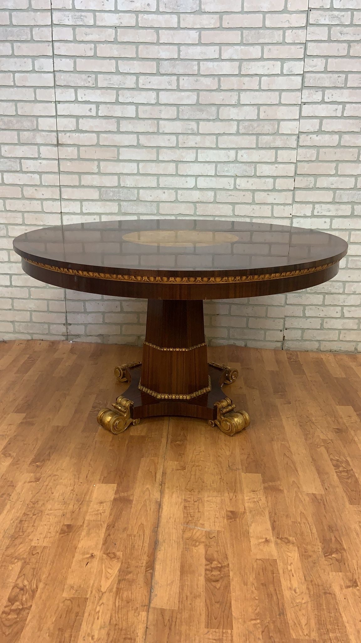 Antique French Empire Style Round Pedestal Table