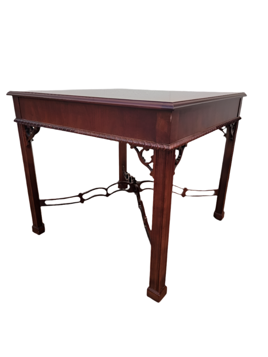 Vintage Drexel Heritage Chippendale Banded-Top Flame Mahogany Accent Tables - Set of 2