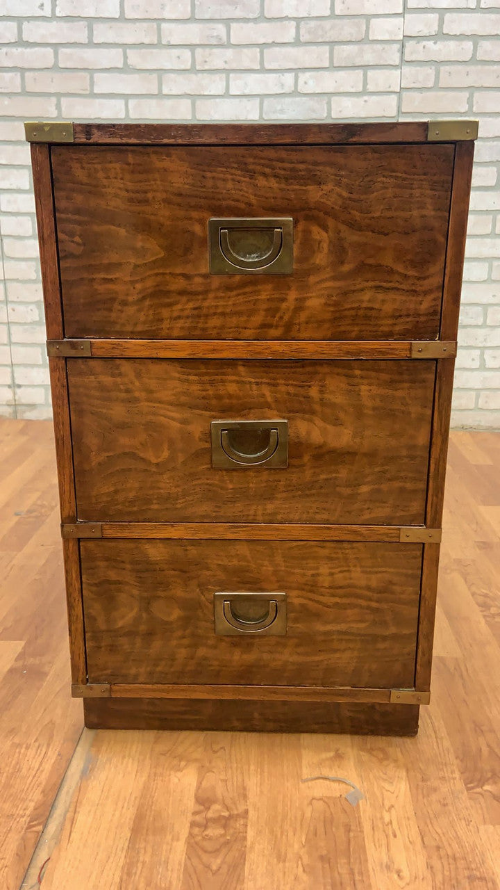 Vintage Mid Century Modern Campaign Style Lift Top 3 Drawer Executive File Chest by Drexel