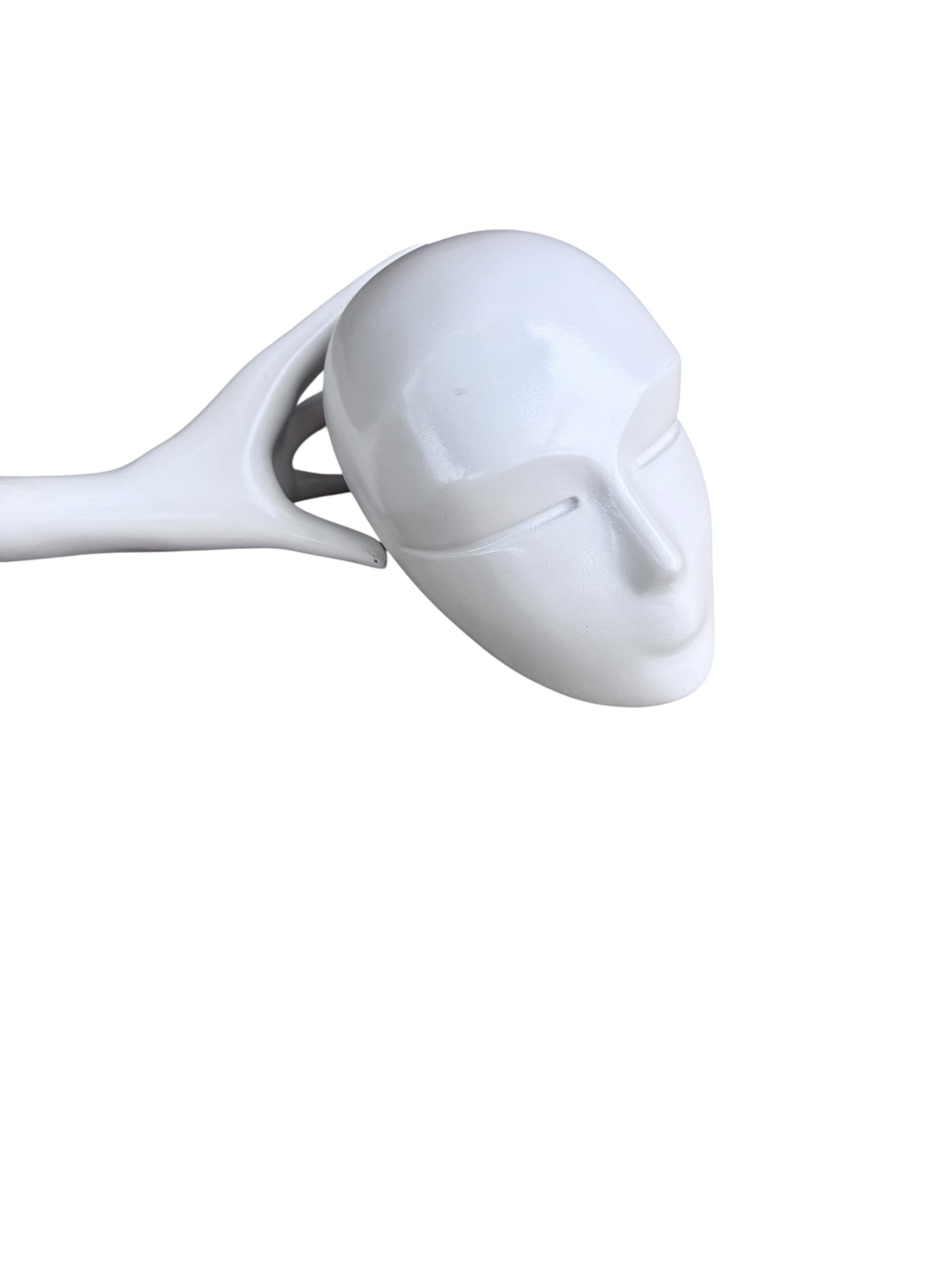 Vintage Postmodern White 'Head In Hand' Abstract Sculpture